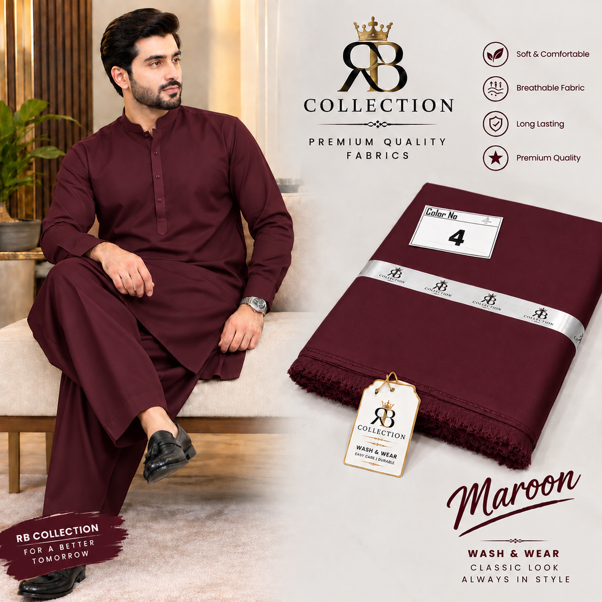 RB Collection Wash n Wear Men’s Fabric Low Price in Pakistan