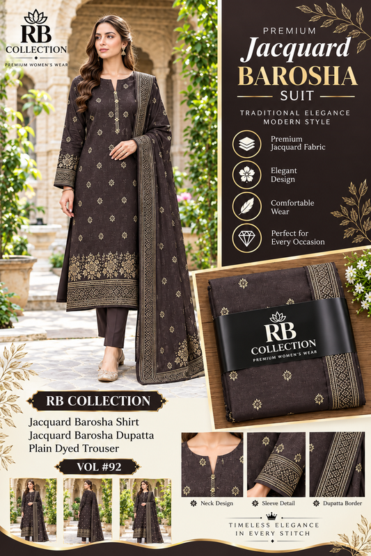Jacquard Barosha – Royal Grace 3-Piece Unstitched Suit
