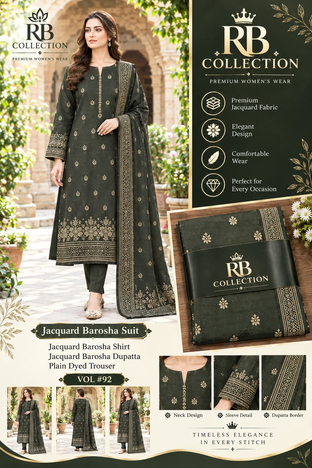 Jacquard Barosha – Royal Grace 3-Piece Unstitched Suit