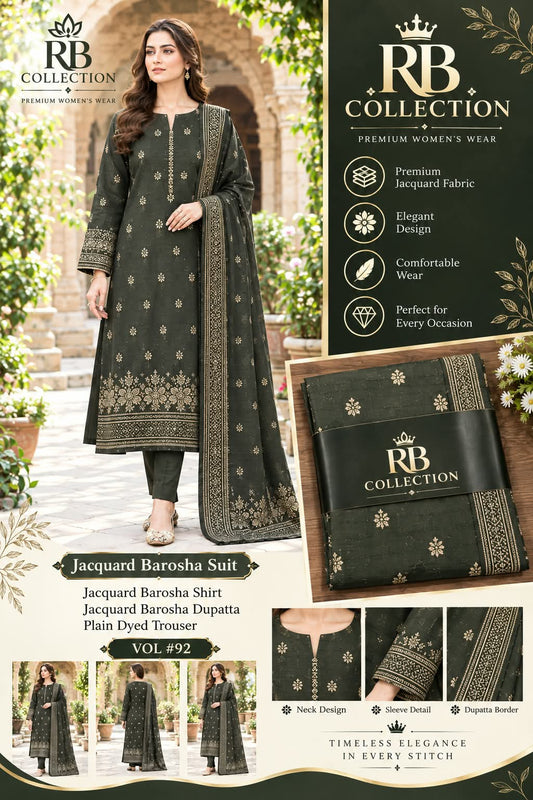 Jacquard Barosha – Royal Grace 3-Piece Unstitched Suit
